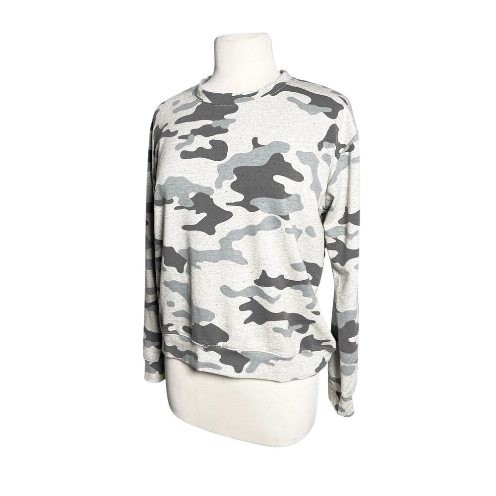 NWT ANTHROPOLOGIE SUNDRY Women’s Gray Camo Long Sleeve Knit Top - Picture 3 of 4